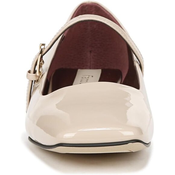Franco Sarto Womens Beige Patent Faux Leather Tinsley Mary Jane Ballet Flats - Picture 2 of 9